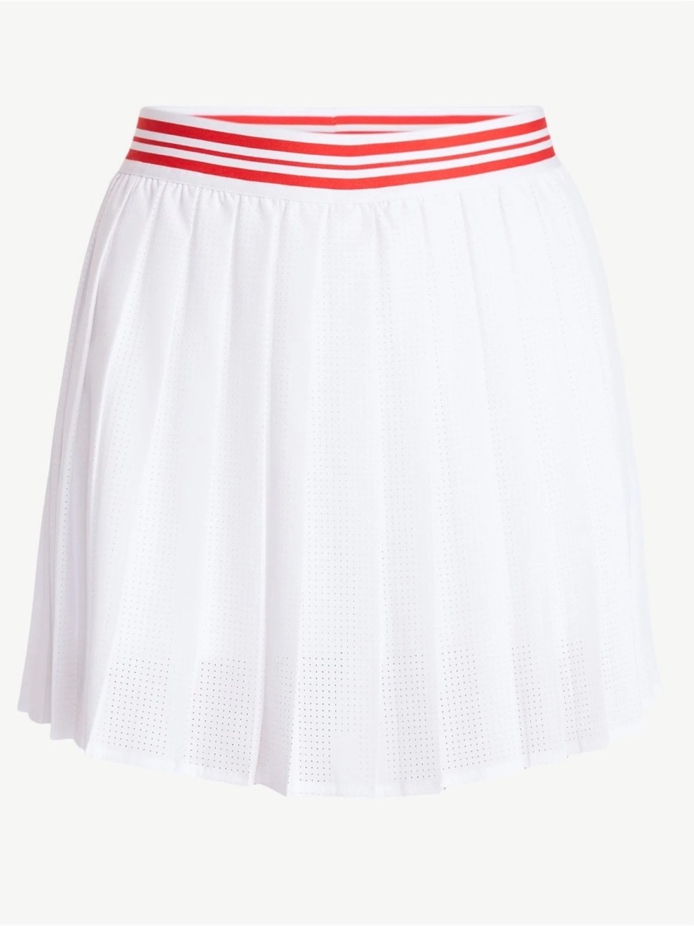 White Pleated Tennis skort with Red Stripe Waistband